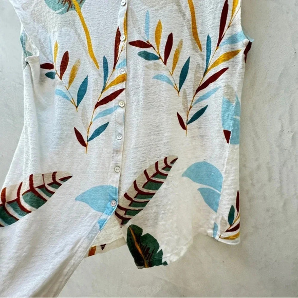 Cynthia Rowley || 100% Linen Women’s Sleeveless Shirt Floral Small - Picture 4 of 7